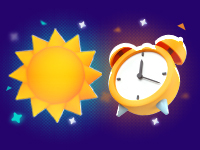 sun and clock representing daily bonuses